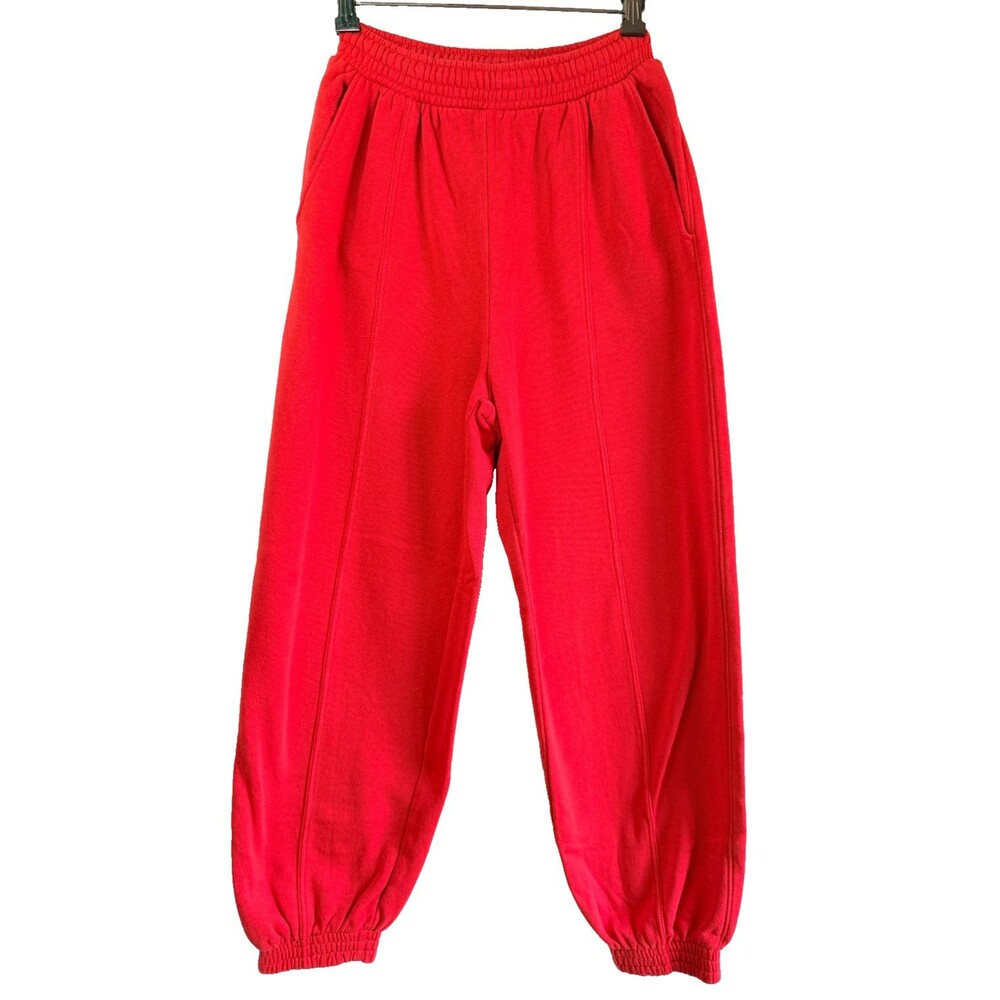 Divided by H&M Basic Red Fleece Jogger Sweatpants XS Elastic Waist Pockets Cozy